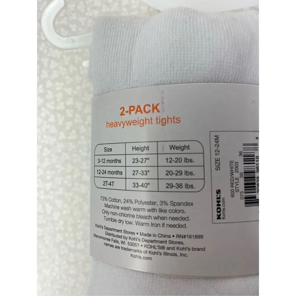 Jumping Beans®Girls 12-24Months Two 2- Pack Warmwear Tights